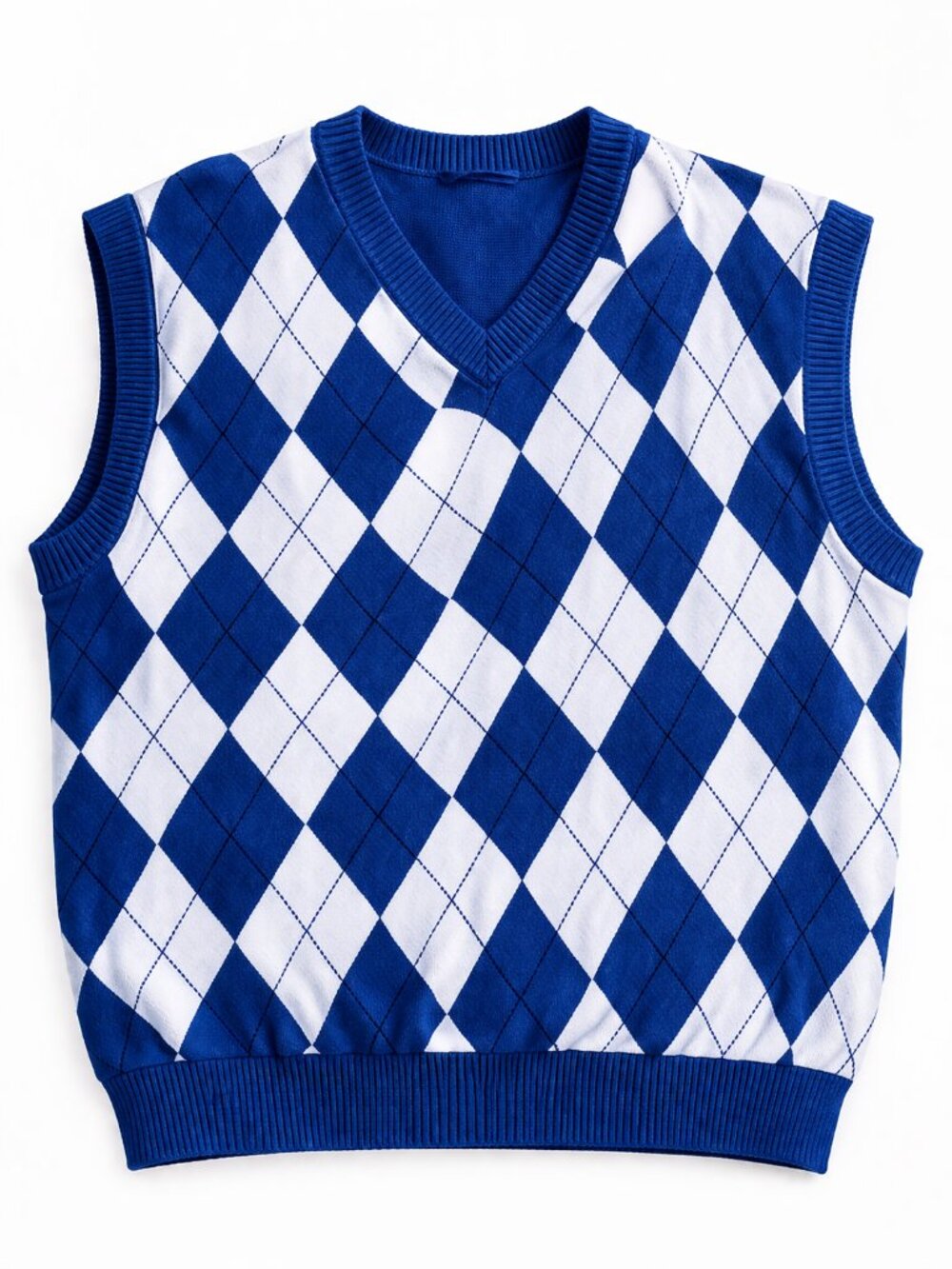 KingsCross Argyle Sweater Vest Blue White Men's Y2K Preppy Golf Vintage